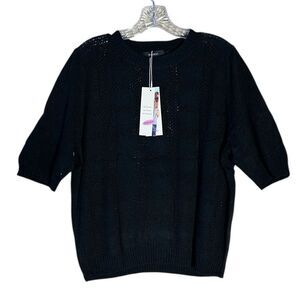NEW Dokotoo Elegant Black Knit Crewneck Sweater